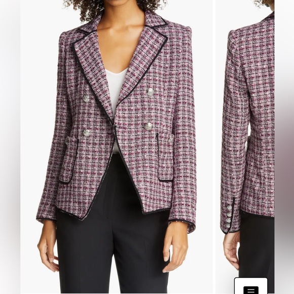 VERONICA BEARD | Theron Tweed Double Breasted Pink Purple Dickey Blazer Jacket 4 - Picture 6 of 15
